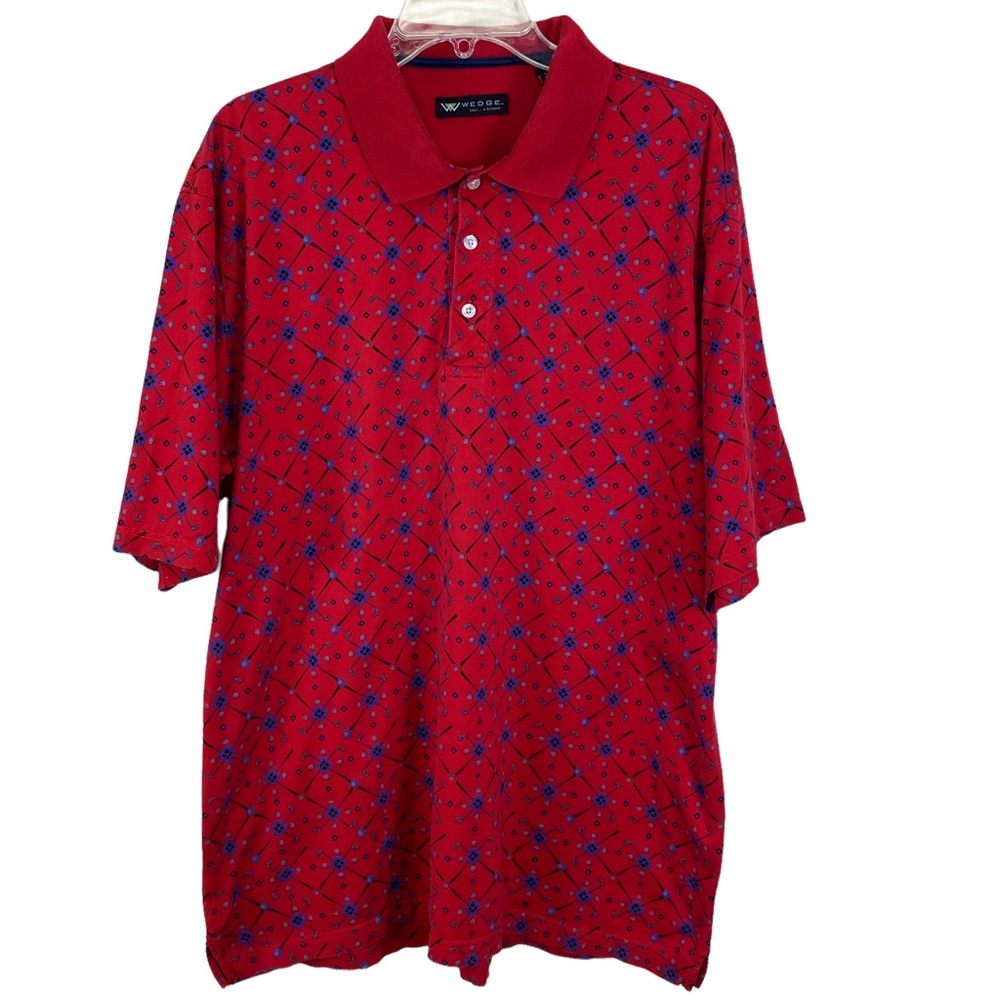 Men’s Red Wedge Golf & Beyond PrintSkirt Sleeve  Polo Shirt Size XL